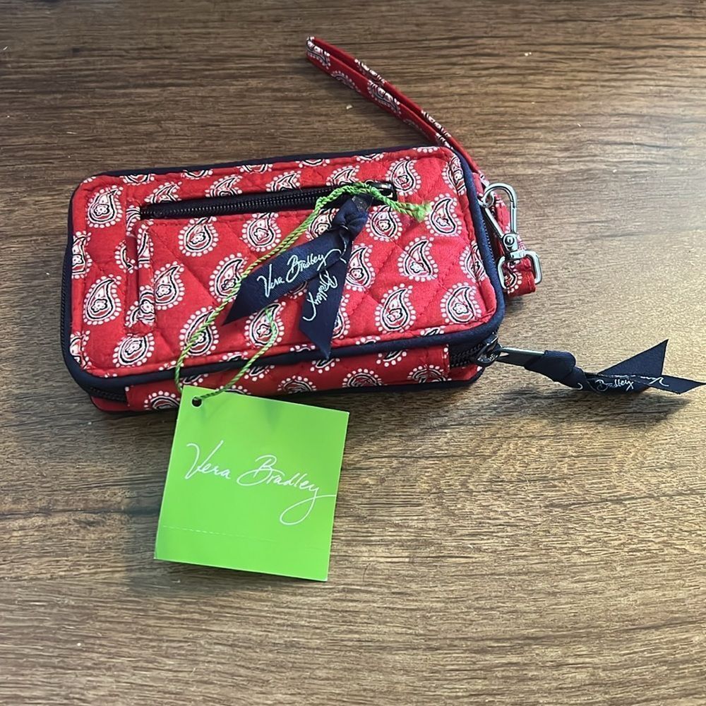 Vera Bradley Red Bandana Paisley Wristlet - Picture 2 of 3